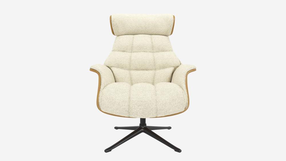 Fauteuil en chêne et tissu Venezia - Blanc craie - Pied noir