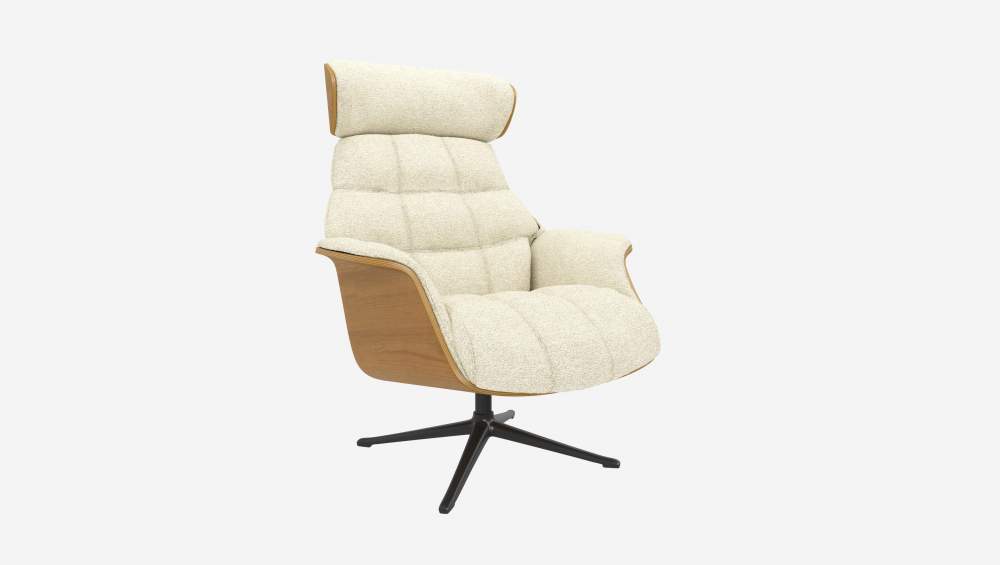 Fauteuil en chêne et tissu Venezia - Blanc craie - Pied noir