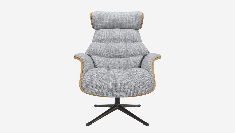 Fauteuil en chêne et tissu Melina - Gris asphalte - Pied noir