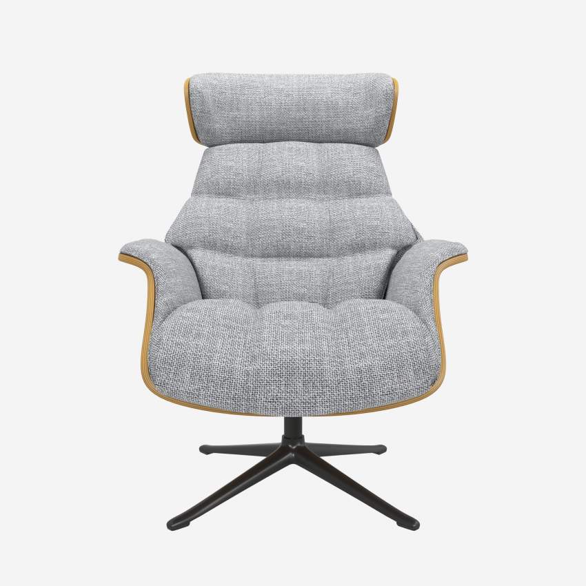 Fauteuil en chêne et tissu Melina - Gris asphalte - Pied noir