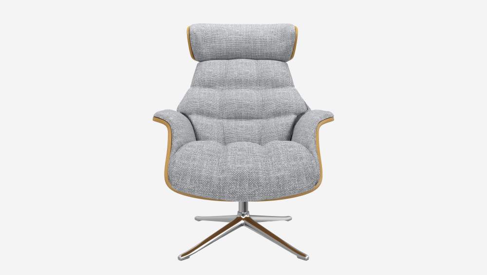 Fauteuil en chêne et tissu Melina - Gris asphalte - Pied aluminium