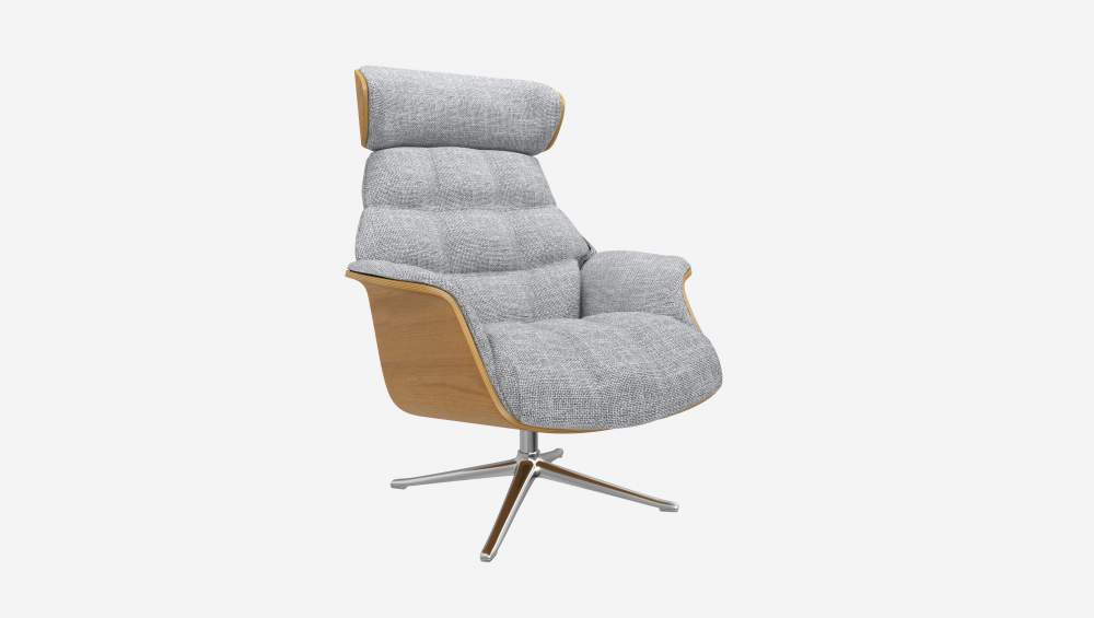 Fauteuil en chêne et tissu Melina - Gris asphalte - Pied aluminium