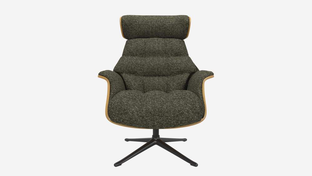 Fauteuil en chêne et tissu Lucca - Vert mousse - Pied noir