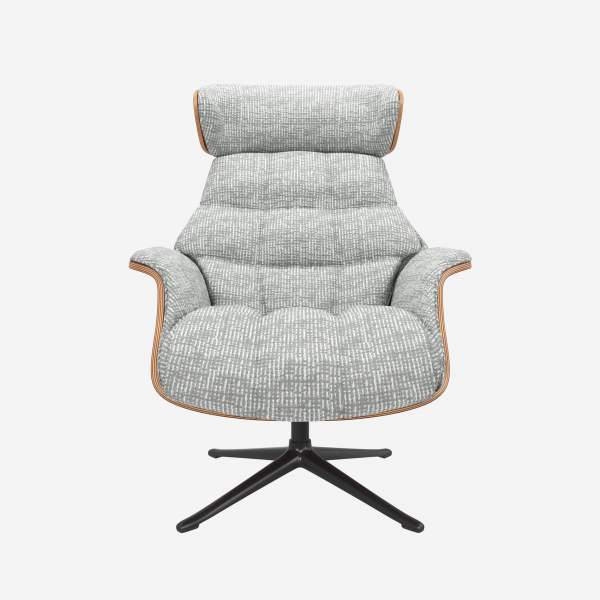 Fauteuil en noyer et tissu Alba - Gris brume - Pied noir