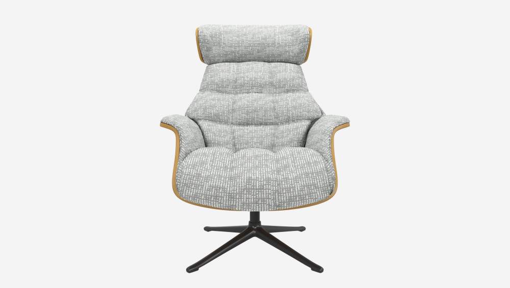 Fauteuil en chêne et tissu Alba - Gris brume - Pied noir