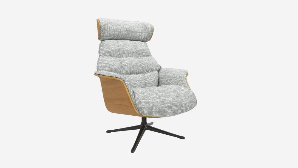 Fauteuil en chêne et tissu Alba - Gris brume - Pied noir