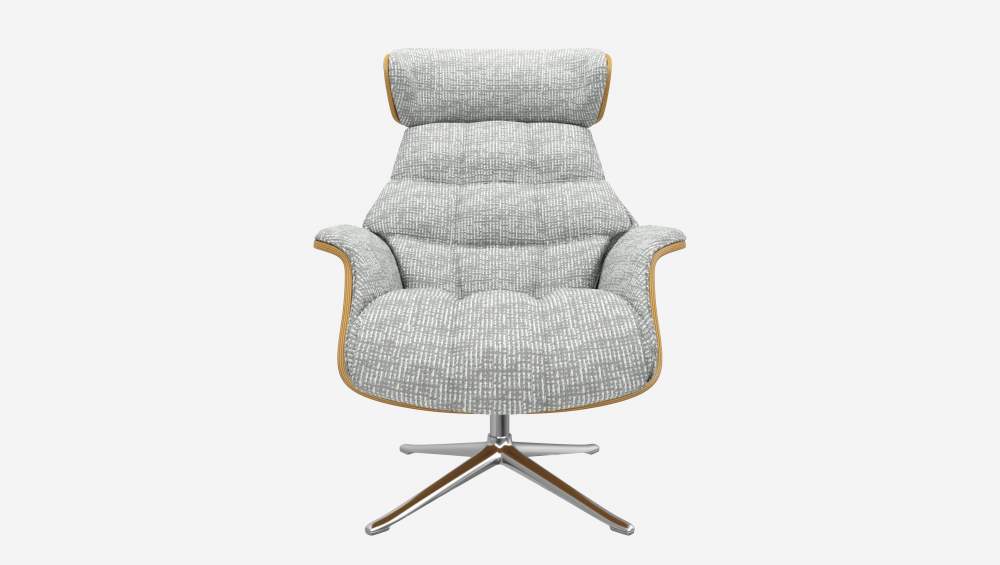 Fauteuil en chêne et tissu Alba - Gris brume - Pied aluminium