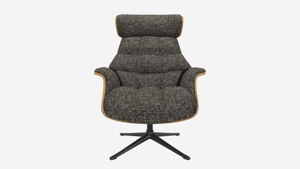 Fauteuil en chêne et tissu Alba - Gris nuage - Pied noir