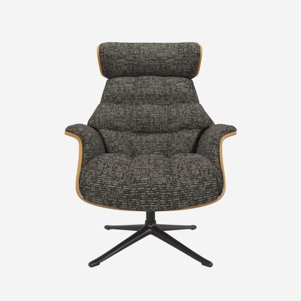 Fauteuil en chêne et tissu Alba - Gris nuage - Pied noir