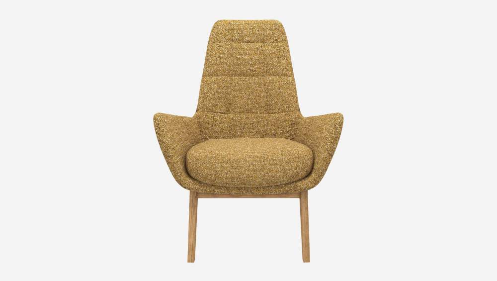 Fauteuil en tissu Venezia - Jaune épice - Pieds chêne