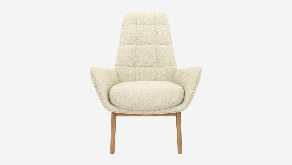 Fauteuil en tissu Venezia - Blanc craie - Pieds chêne