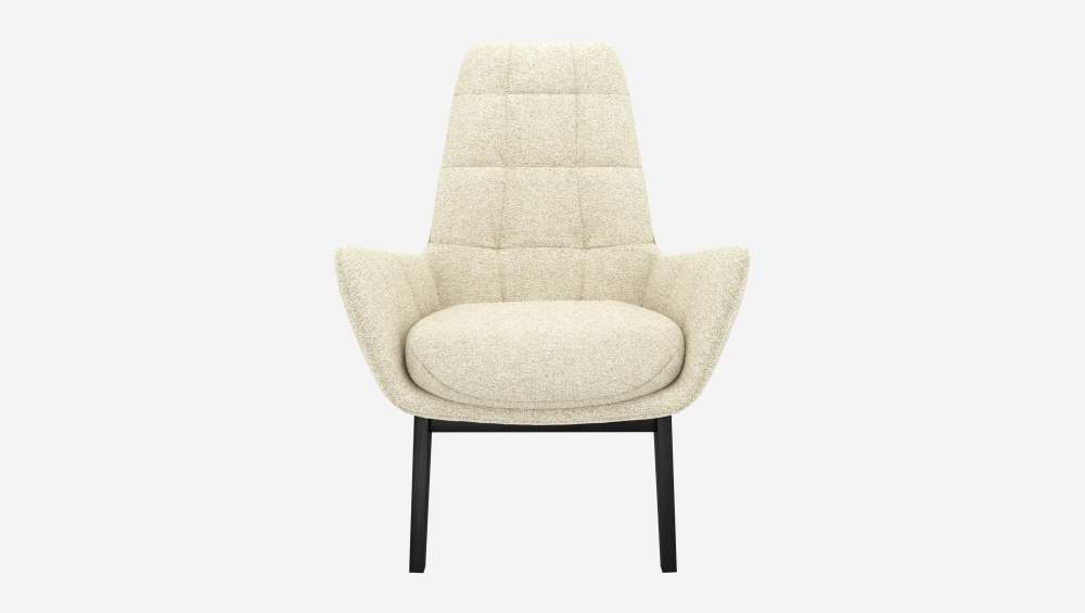 Fauteuil en tissu Venezia - Blanc craie - Pieds noirs