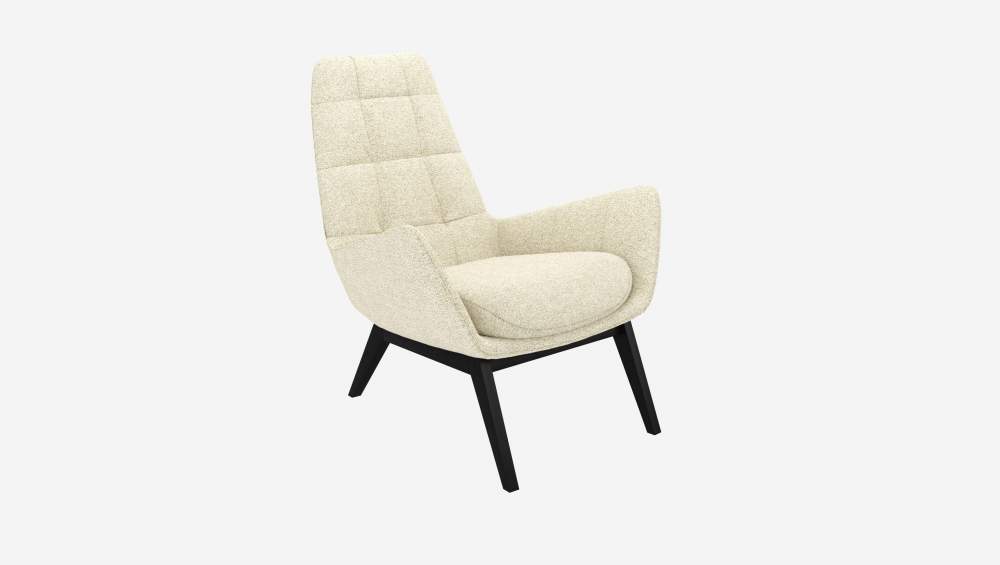 Fauteuil en tissu Venezia - Blanc craie - Pieds noirs