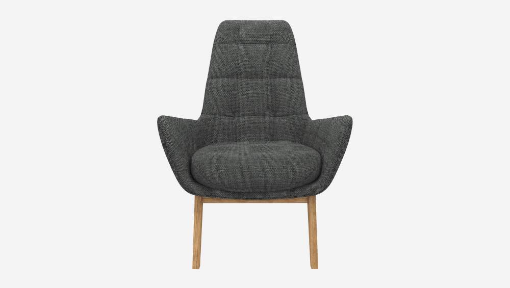 Fauteuil en tissu Melina - Gris ardoise - Pieds chêne