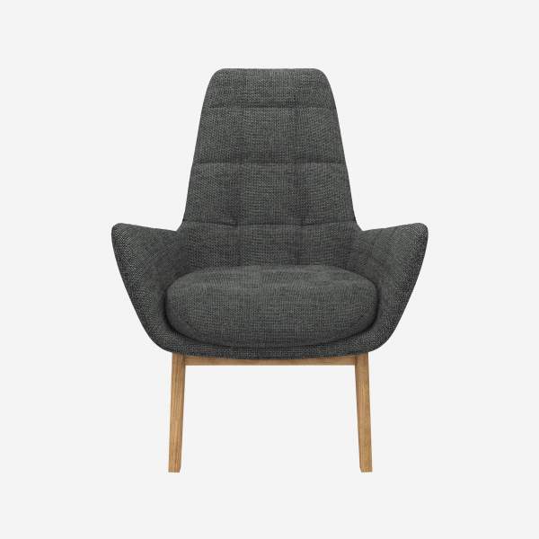 Fauteuil en tissu Melina - Gris ardoise - Pieds chêne