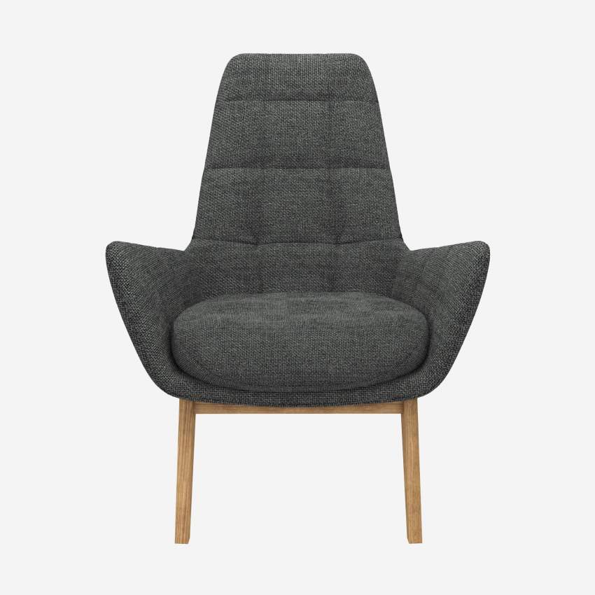 Fauteuil en tissu Melina - Gris ardoise - Pieds chêne