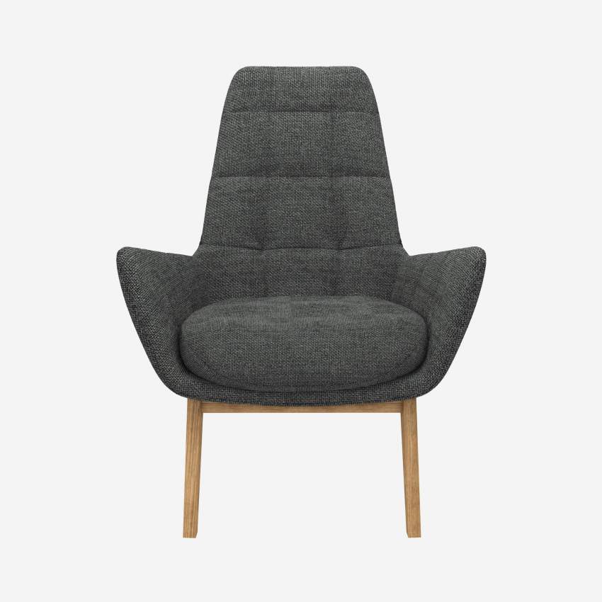 Fauteuil en tissu Melina - Gris ardoise - Pieds chêne