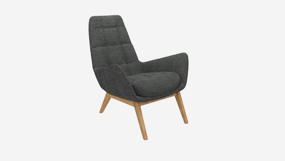 Fauteuil en tissu Melina - Gris ardoise - Pieds chêne