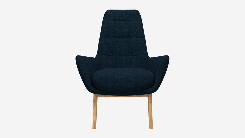 Fauteuil en tissu Melina - Bleu encre - Pieds chêne