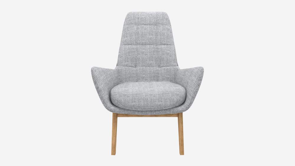 Fauteuil en tissu Melina - Gris asphalte - Pieds chêne