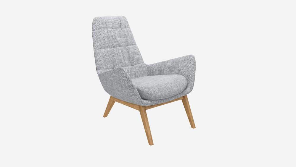 Fauteuil en tissu Melina - Gris asphalte - Pieds chêne