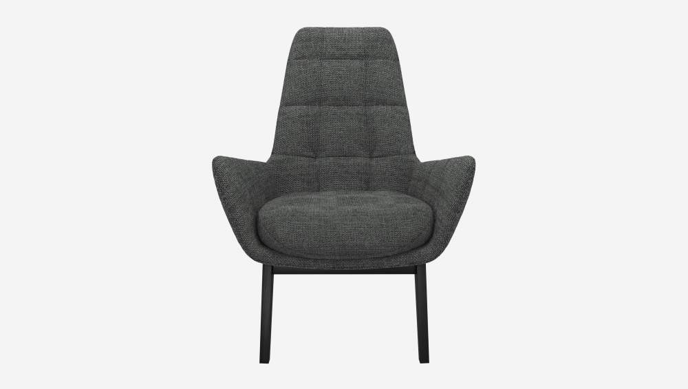 Fauteuil en tissu Melina - Gris ardoise - Pieds noirs