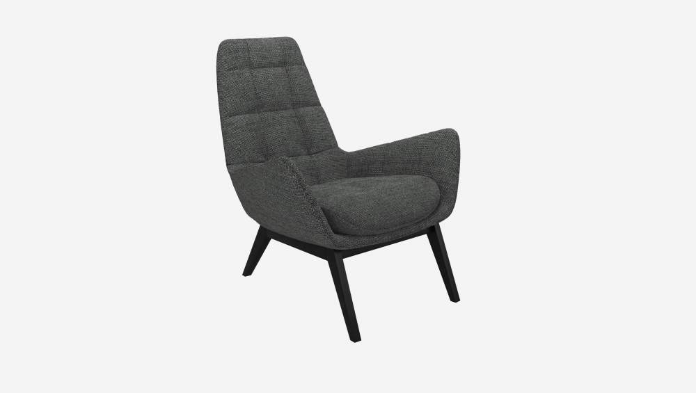 Fauteuil en tissu Melina - Gris ardoise - Pieds noirs