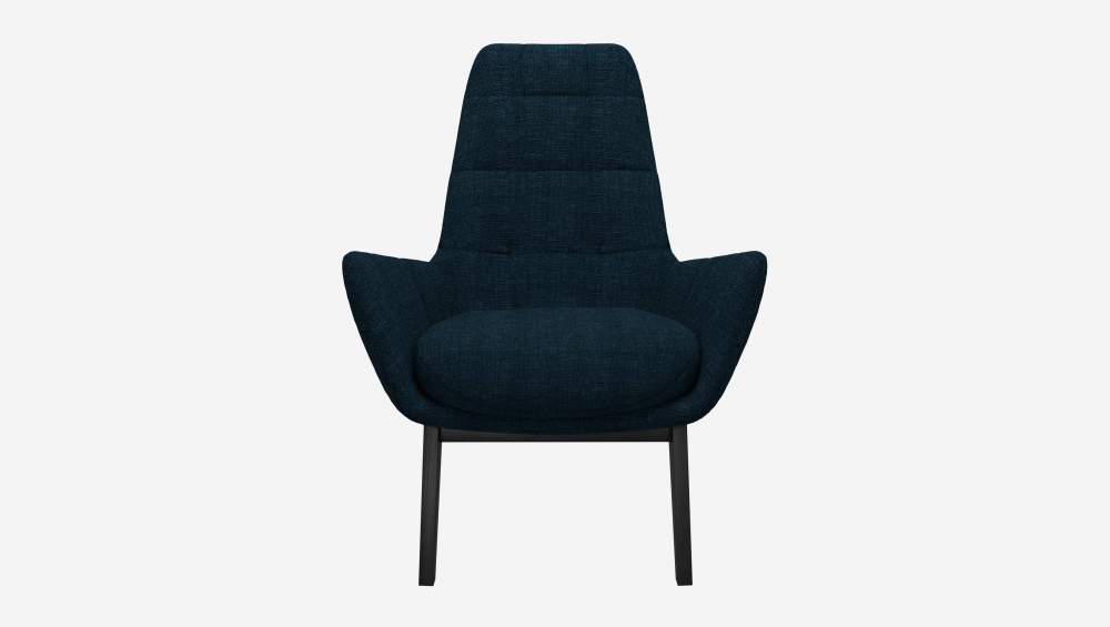 Fauteuil en tissu Melina - Bleu encre - Pieds noirs