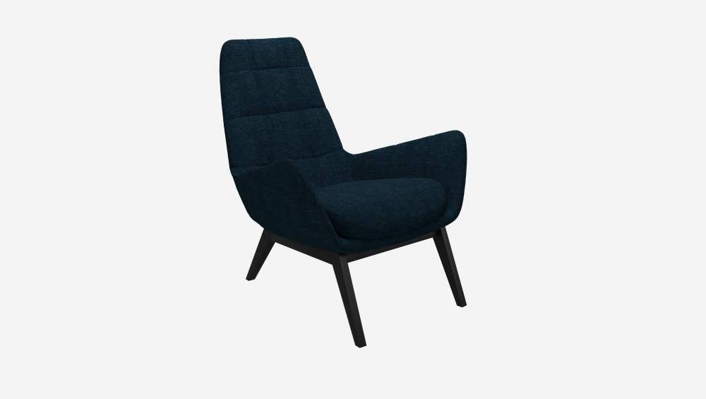 Fauteuil en tissu Melina - Bleu encre - Pieds noirs