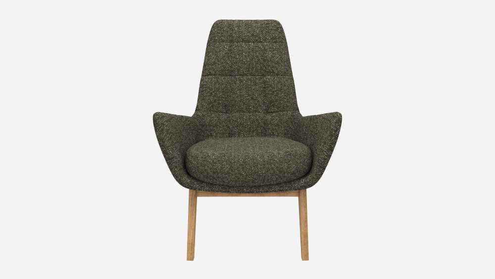 Fauteuil en tissu Lucca - Vert mousse - Pieds chêne