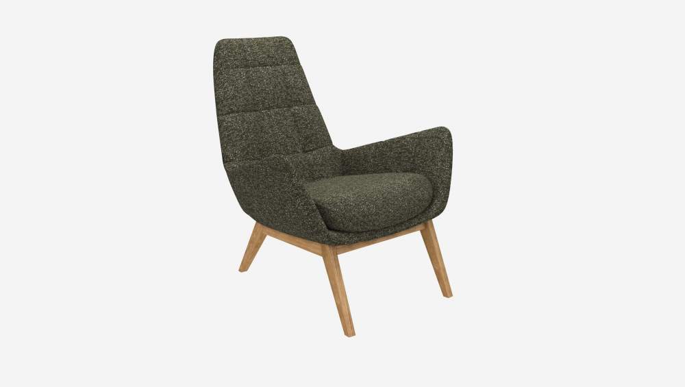 Fauteuil en tissu Lucca - Vert mousse - Pieds chêne