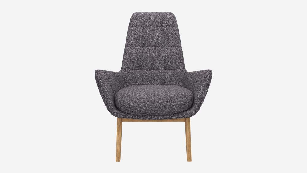 Fauteuil en tissu Lucca - Bleu zingué - Pieds chêne