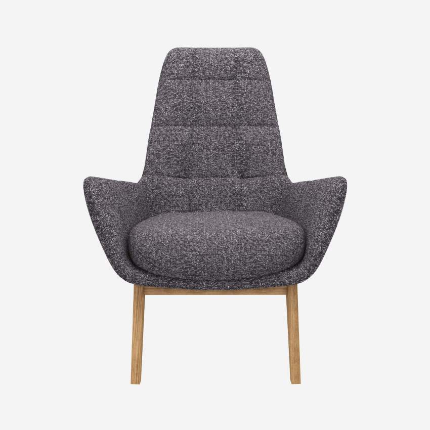 Fauteuil en tissu Lucca - Bleu zingué - Pieds chêne