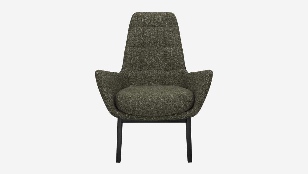 Fauteuil en tissu Lucca - Vert mousse - Pieds noirs