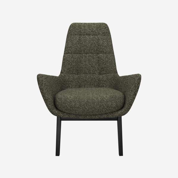 Fauteuil en tissu Lucca - Vert mousse - Pieds noirs