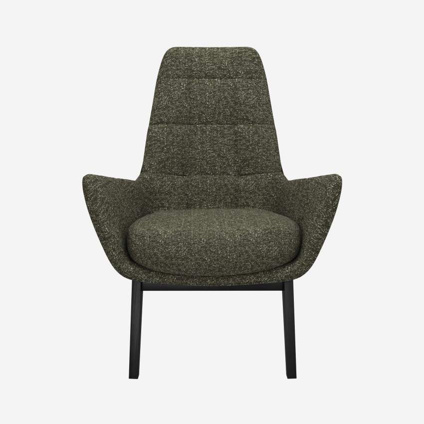 Fauteuil en tissu Lucca - Vert mousse - Pieds noirs