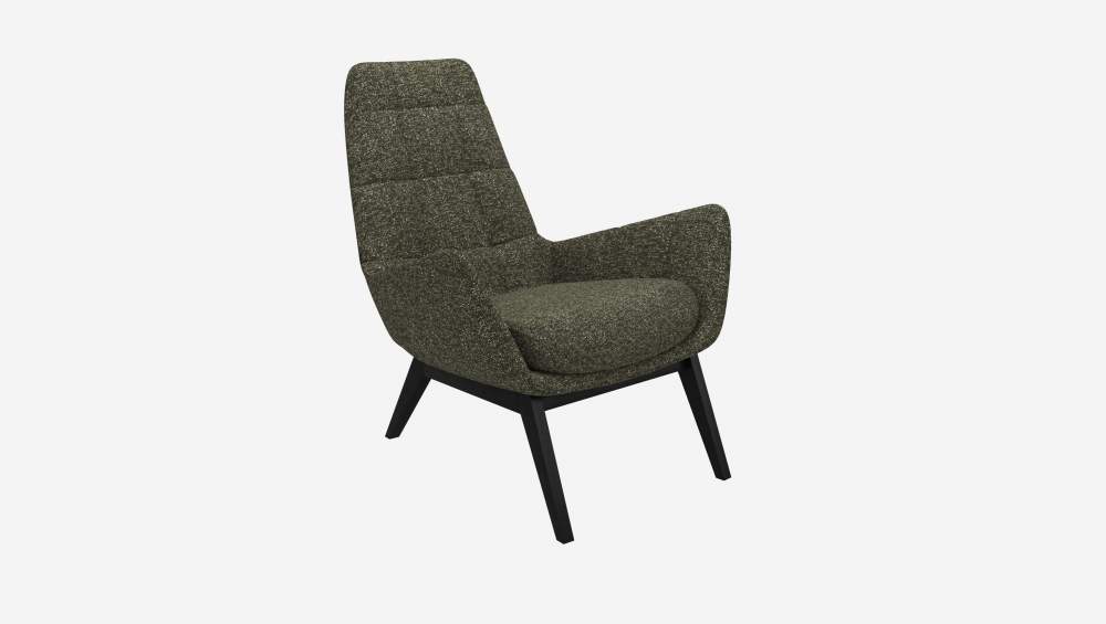 Fauteuil en tissu Lucca - Vert mousse - Pieds noirs