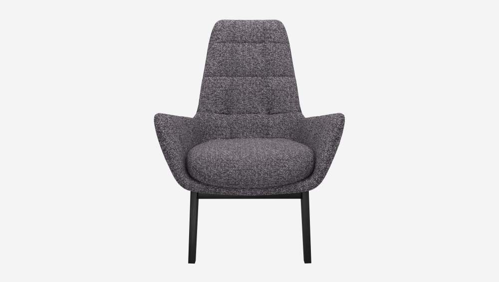 Fauteuil en tissu Lucca - Bleu zingué - Pieds noirs