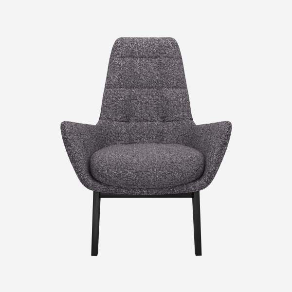 Fauteuil en tissu Lucca - Bleu zingué - Pieds noirs