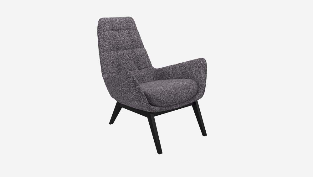 Fauteuil en tissu Lucca - Bleu zingué - Pieds noirs