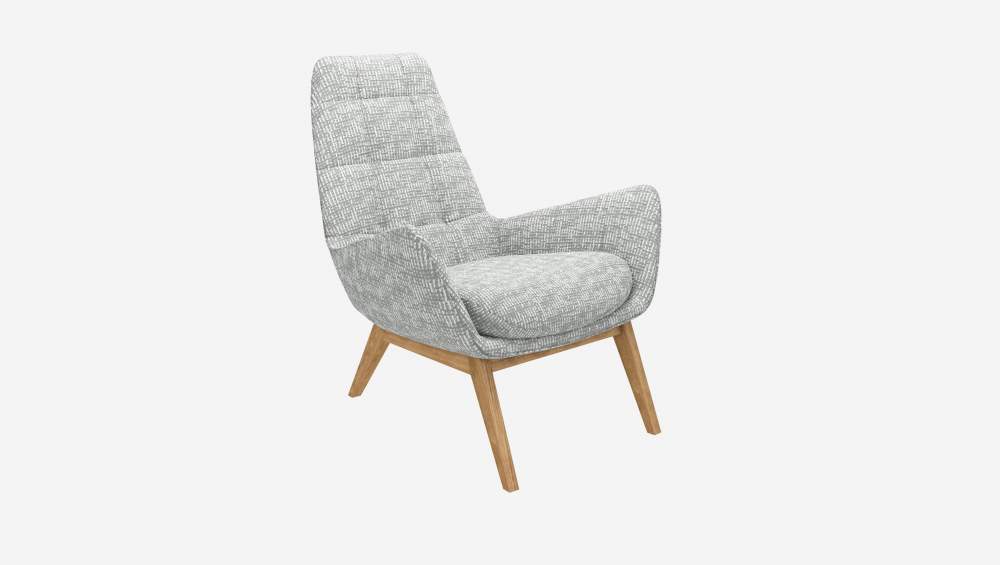 Fauteuil en tissu Alba - Gris brume -Pieds chêne