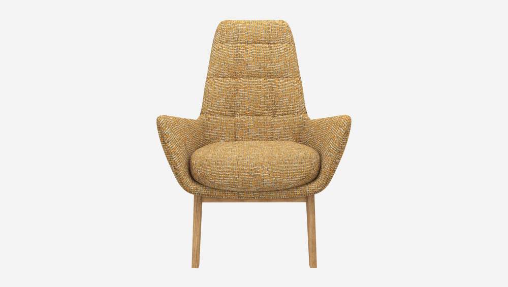 Fauteuil en tissu Alba - Jaune soleil - Pieds chêne