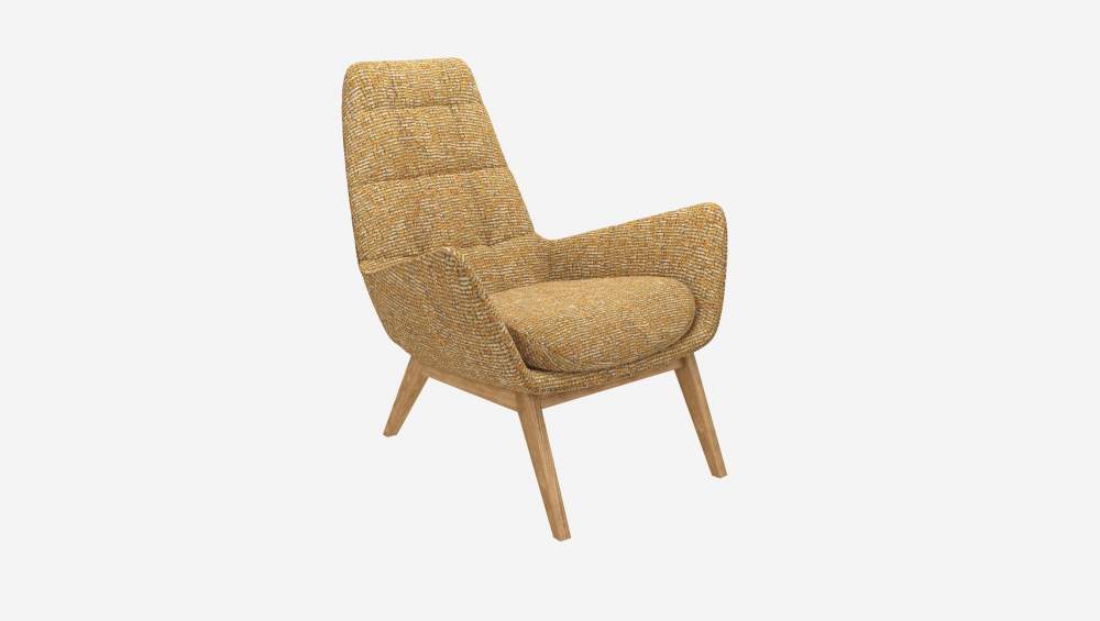 Fauteuil en tissu Alba - Jaune soleil - Pieds chêne