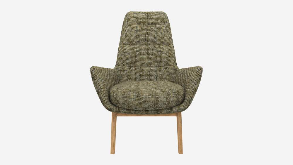 Fauteuil en tissu Alba - Vert orage - Pieds chêne