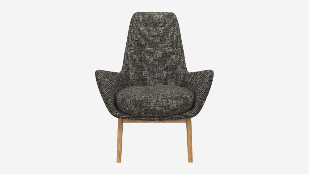 Fauteuil en tissu Alba - Gris nuage - Pieds chêne