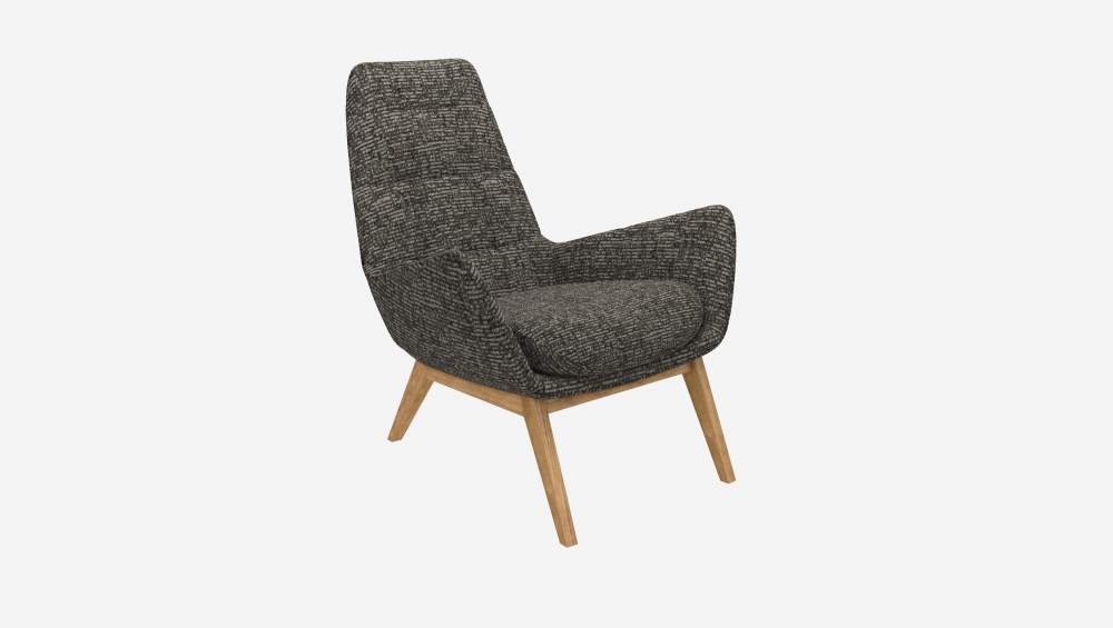 Fauteuil en tissu Alba - Gris nuage - Pieds chêne