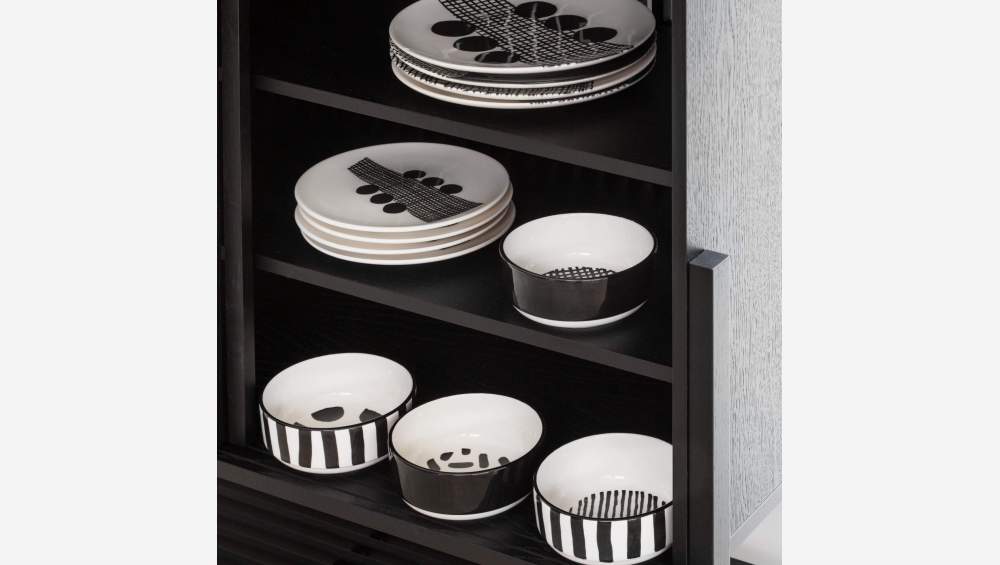 Assiette à dessert en faïence - 23 cm - Noir et Blanc (lot de 4)