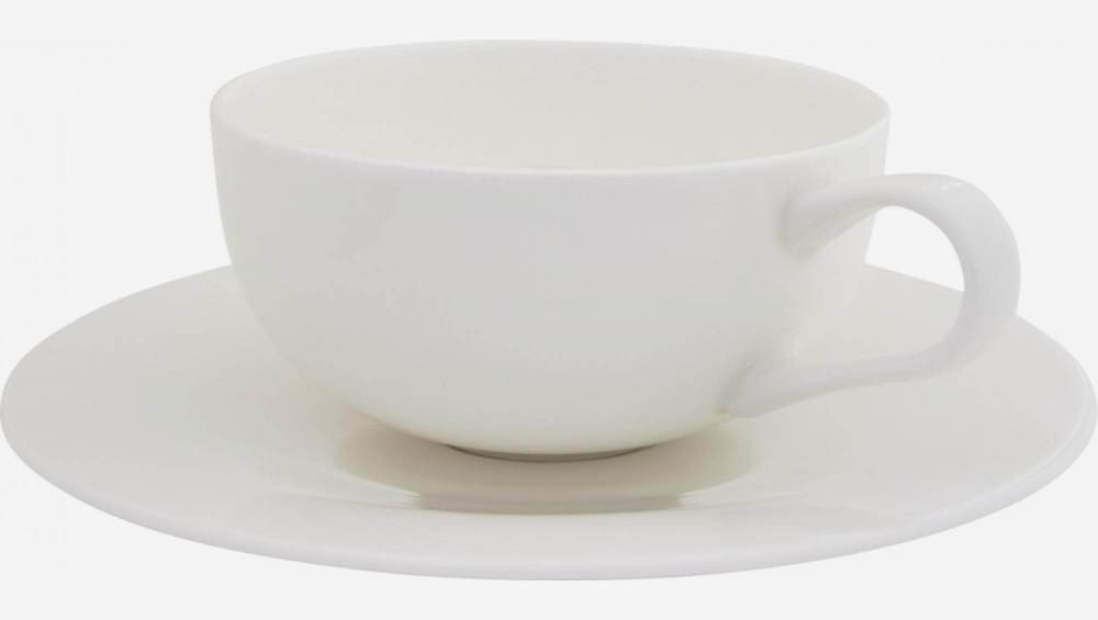 Tasse à thé en porcelaine avec soucoupe – Blanc