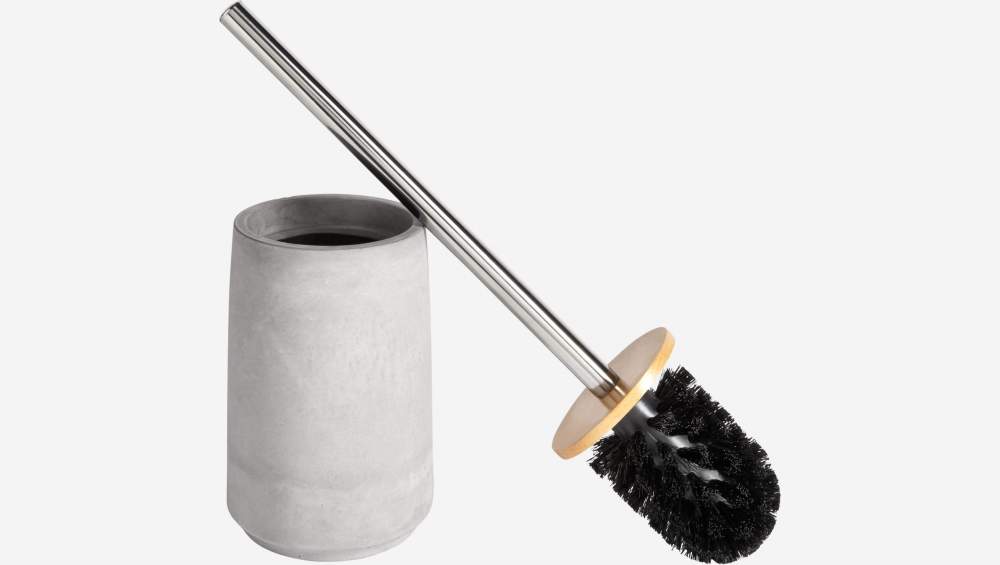 Brosse de toilettes en béton, bois et métal