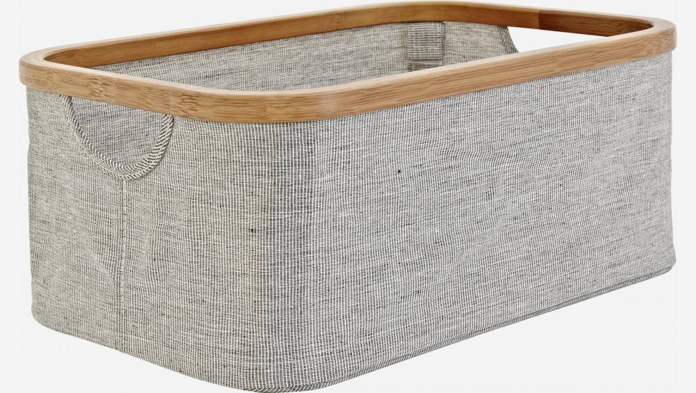 Panier de rangement en bambou et tissu - Gris - 38 x 26 x 16 cm